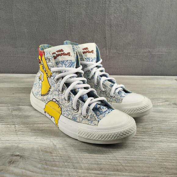 Converse Unisex Mens 4 Womens 6 Blue White Simpsons Bart High Top Sneakers - Picture 2 of 10